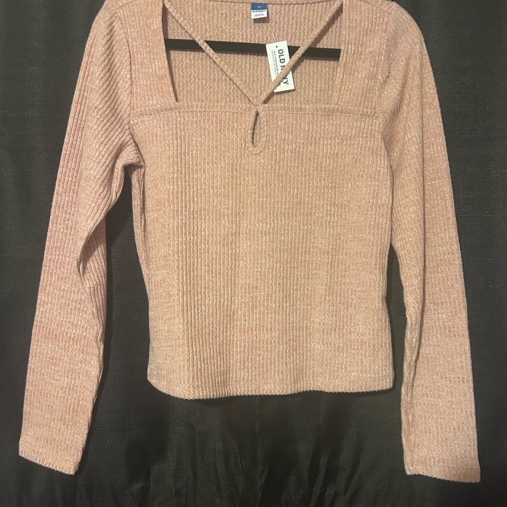 Pink Ribbed Long Sleeve Top